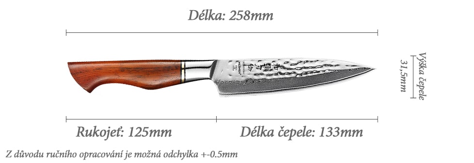 Nůž na ovoce a zeleninu HEZHEN Master B30R rozměry